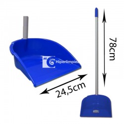Recogedor con palo sin goma 24,5 cm azul