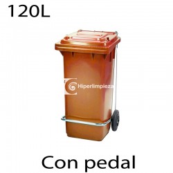 Contenedor de basura 120L naranja con pedal