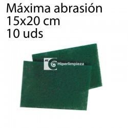 Estropajo máx. abrasión fibra verde 15x20cm 10ud