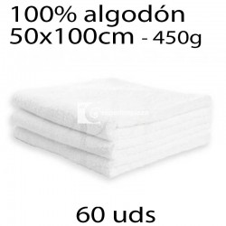 60 Toallas blancas para LAVABO algodón 450g